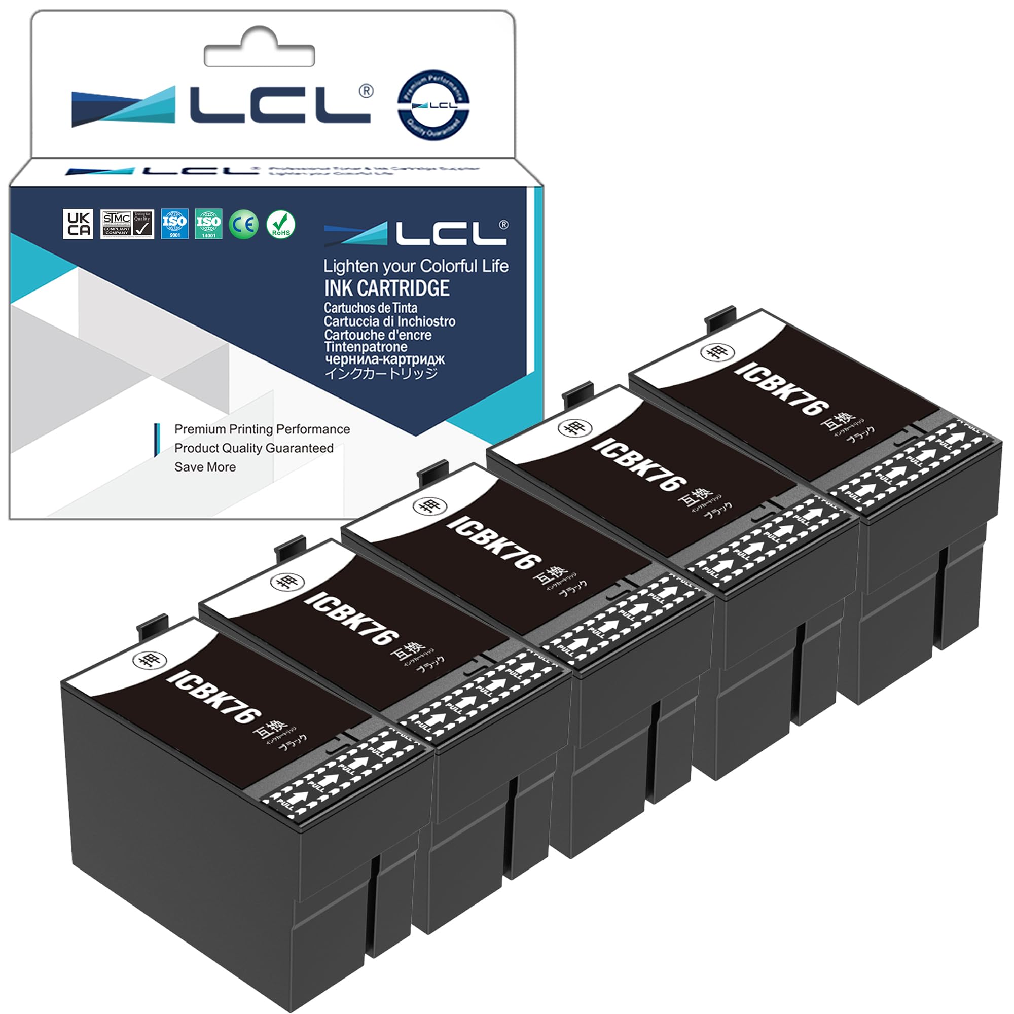 Amazon.co.jp: LCL エプソン用 ICBK76 76XXL （5パック ブラック